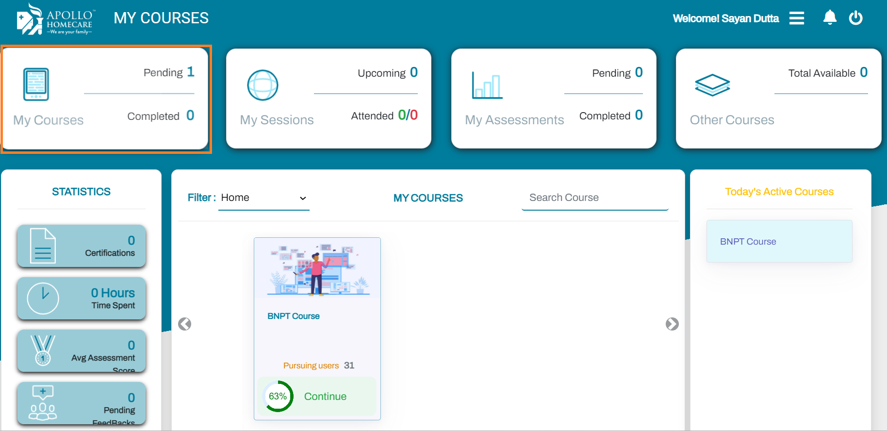 Today Active Courses