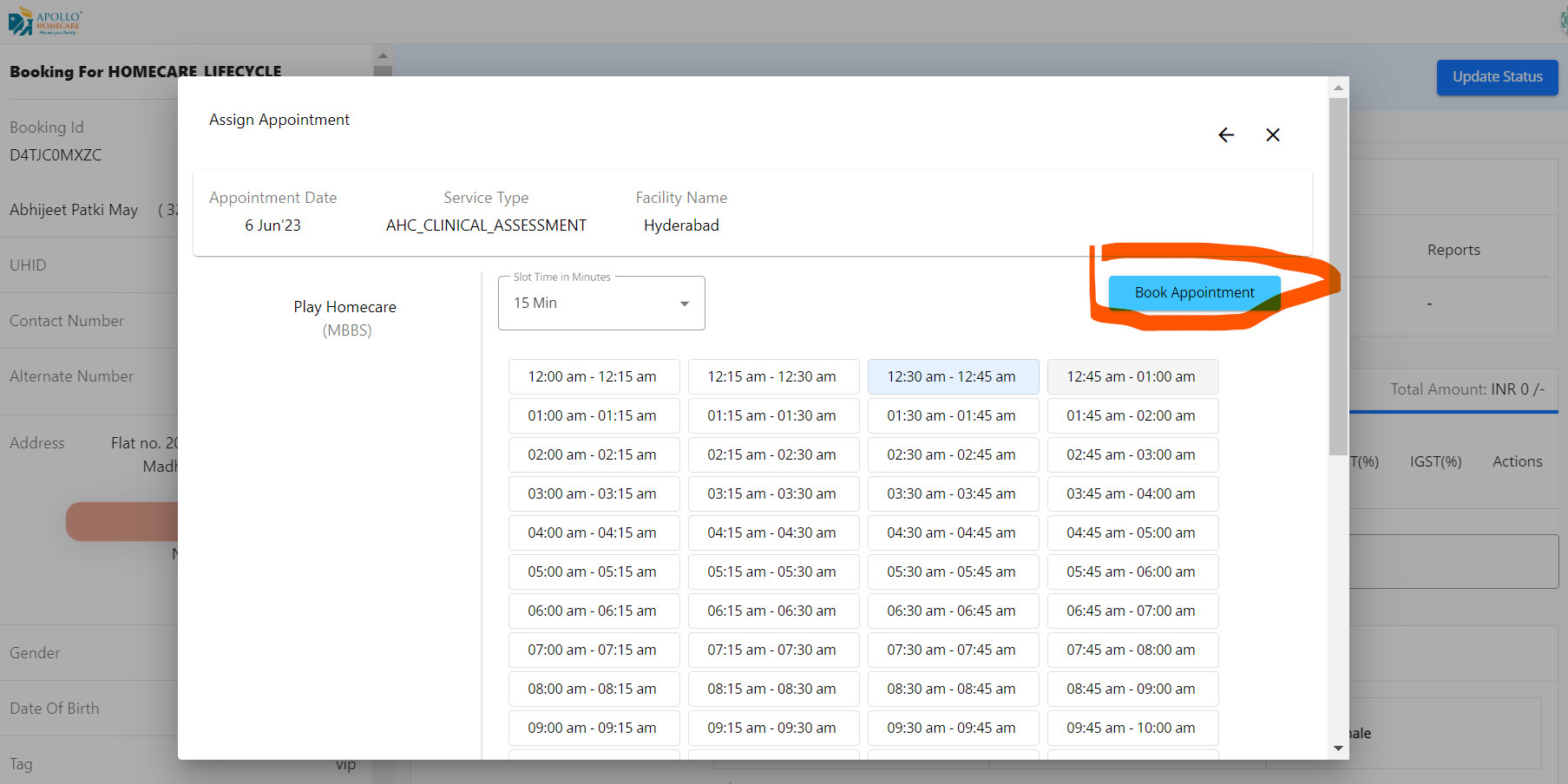 Assessment Provider Selection Slot