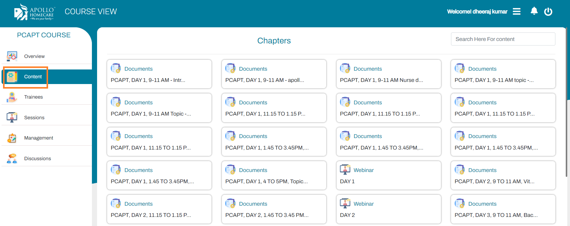 course content module