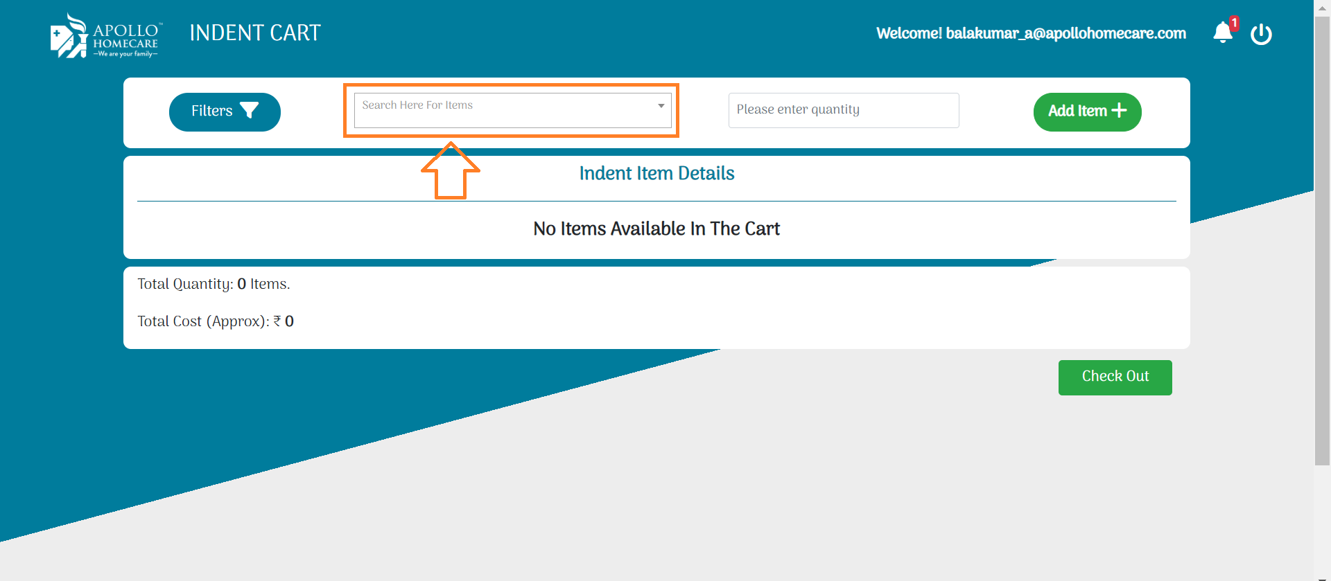 How to Search Item's in Indent
