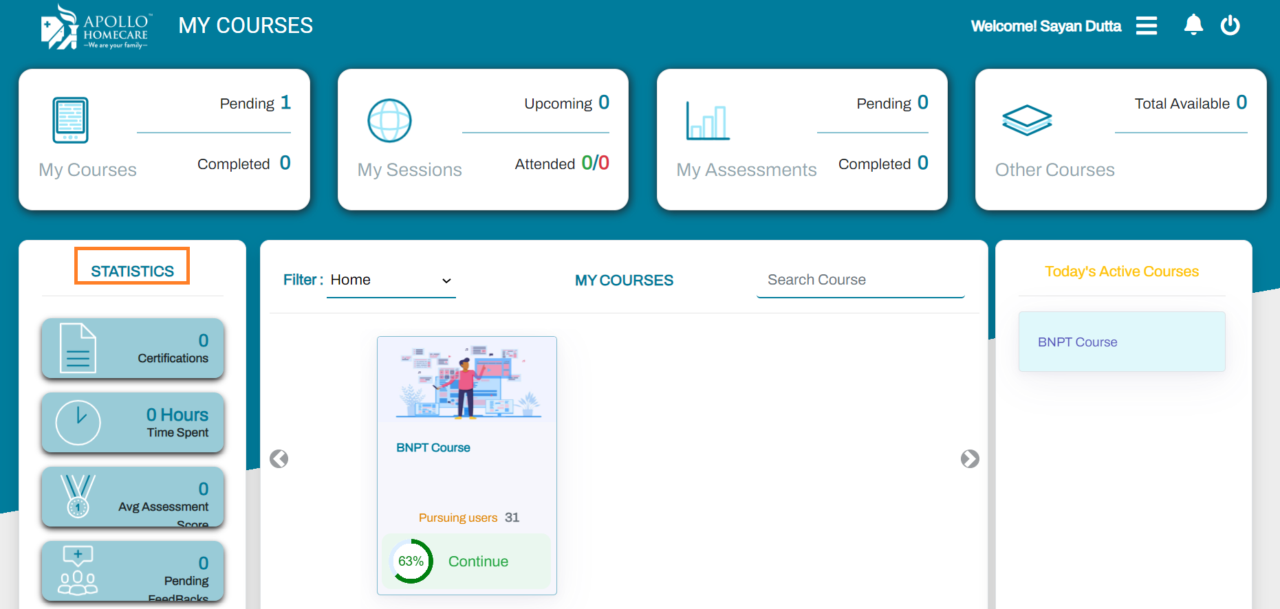Today Active Courses
